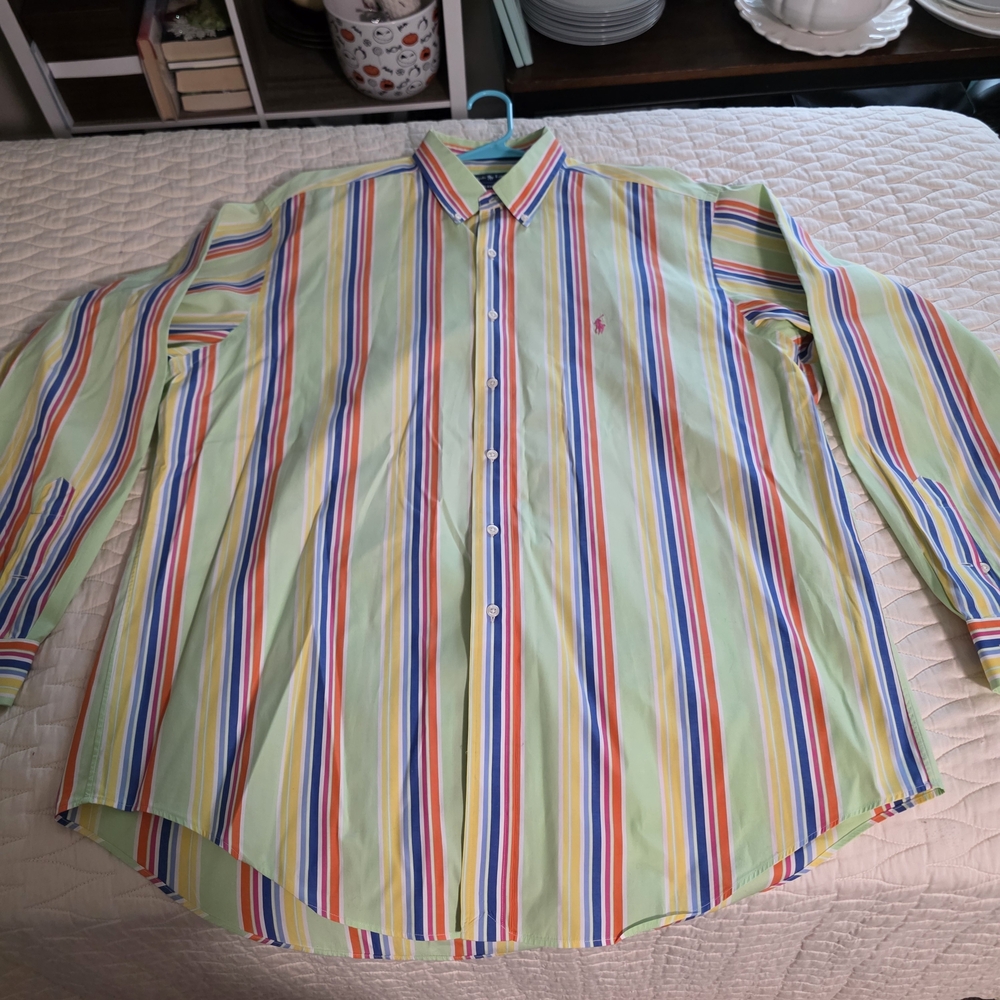 Ralph Lauren Vibrant Striped Men's Shirt 17.5 XL